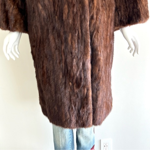 FURS by TRUESDELL Genuine Brown Mink Fur Long Sleeves Full Length Coat Sz M-L - Picture 4 of 16